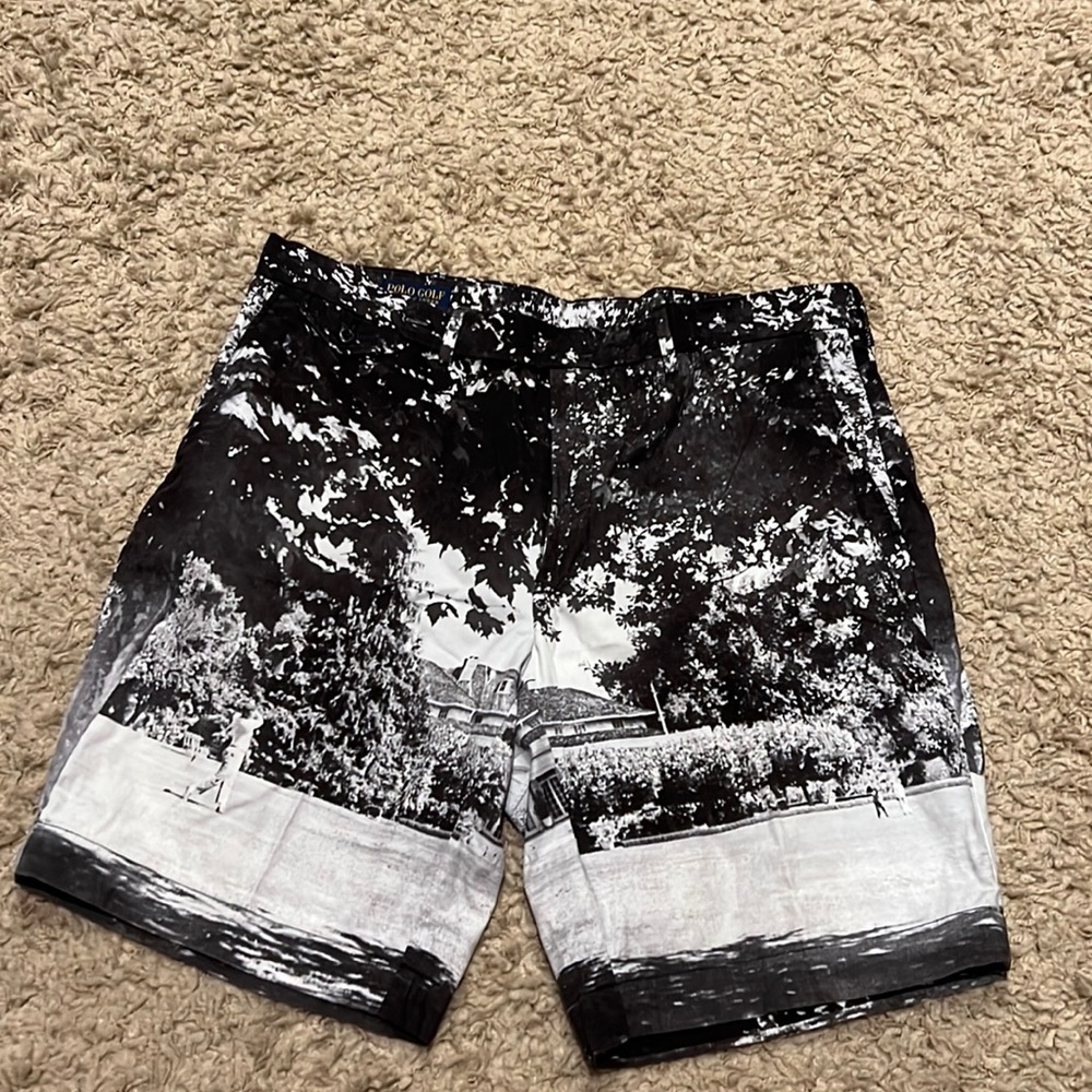 Men's Black & White Graphic Swim Shorts